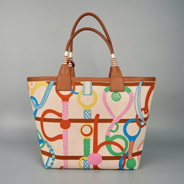 Túi Hermes Handle nude họa tiết có lót đế sz28 (HC) +