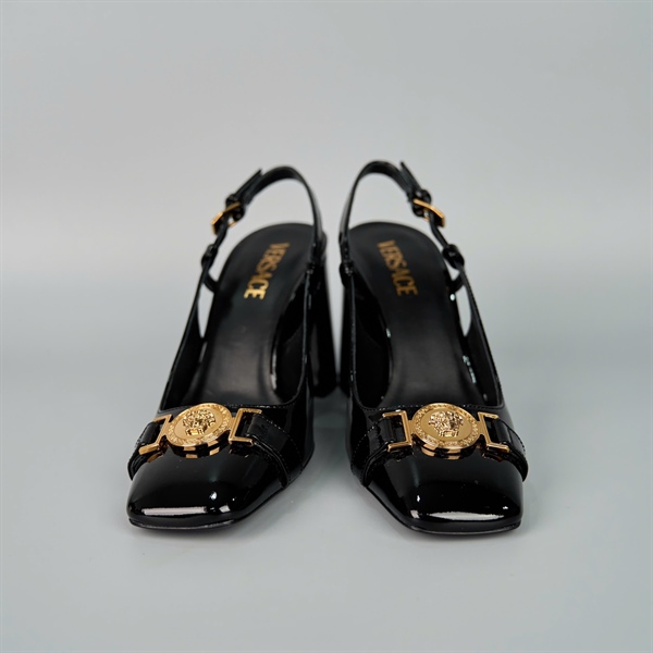 Giày Versace đen bóng đế cao 10p sz38 +