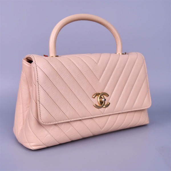 Túi Chanel Coco Handle hồng nude (24711006) KG+