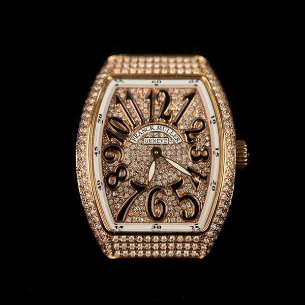 Đồng hồ Franck Muller vàng khối dây đen 125 (HC) KG+