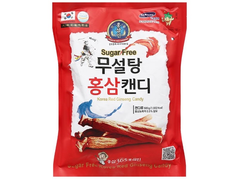 Kẹo Sâm Không Đường Red Ginseng HQ Gói 500g (đỏ)