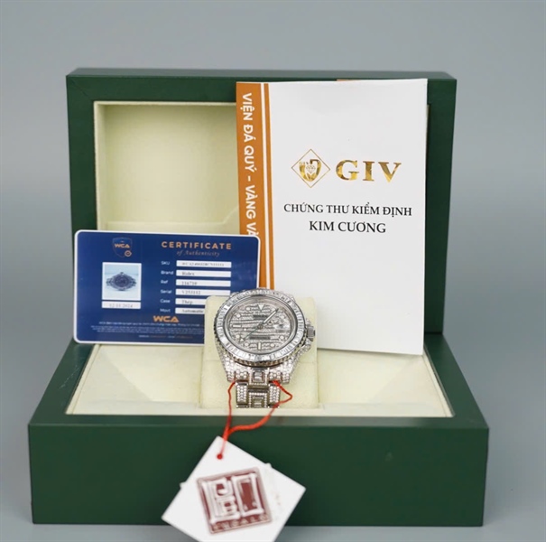 Đồng hồ Rolex bạc đính cương có thẻ kiểm định (V253112) (HC) +