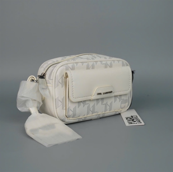 Túi Karl Lagerfeld trắng họa tiết xám sz20 (PN) +