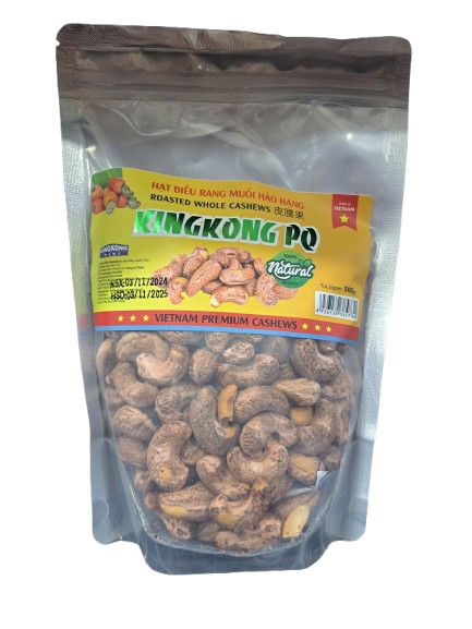 Kingkong PQ Hạt điều rang muối túi zip 500g - Salty roasted cashews