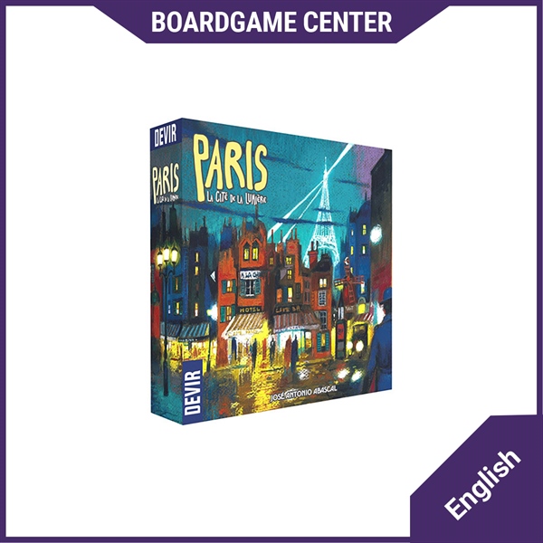 Boardgame - Paris: La Cité de la Lumière (2019) Players compete for their moment in the light by placing oddly shaped building tiles.