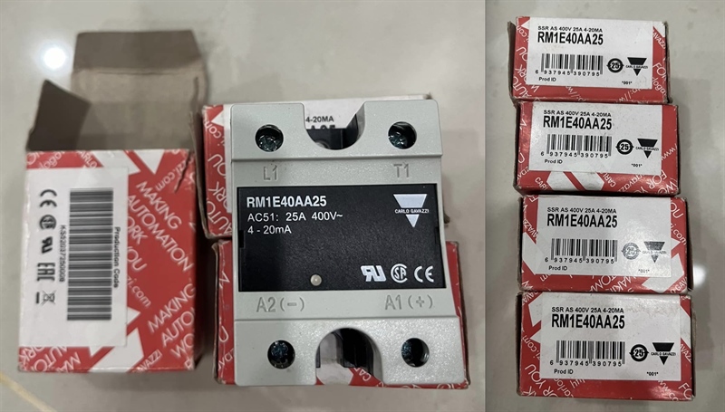 Solid state relay / Relay bán dẫn / SSR-25 LA / SSR 25 LA / SSR 4~20mA / SSR Carlo Gavazzi: RM1E40AA25. Output: 1P-25A 400Vac. Input: 4~20mA (Like New #: SSR-25 LA / SSR-25-LA / SSR-25LA)
