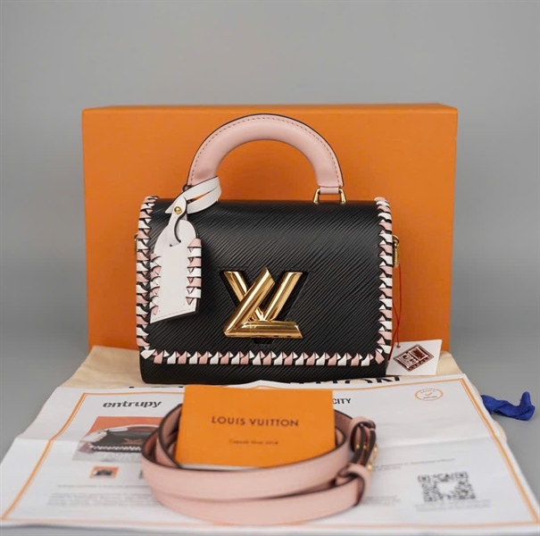 Túi LV Twist đen viền hồng (FL4280) Sz19 KG+