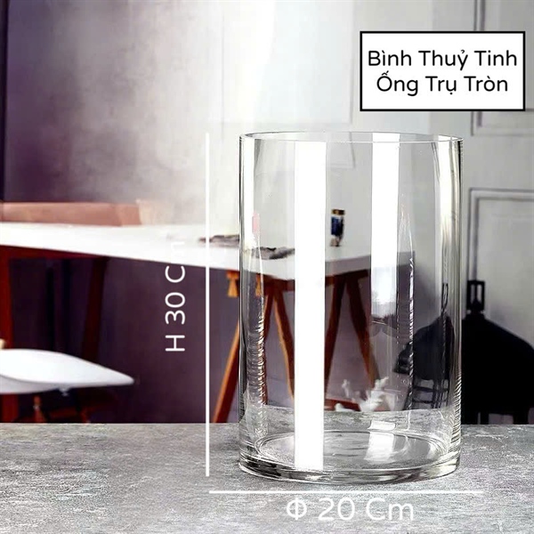 Bình Thuỷ Tinh Ống Trụ Tròn 20 x 30 cm D2030