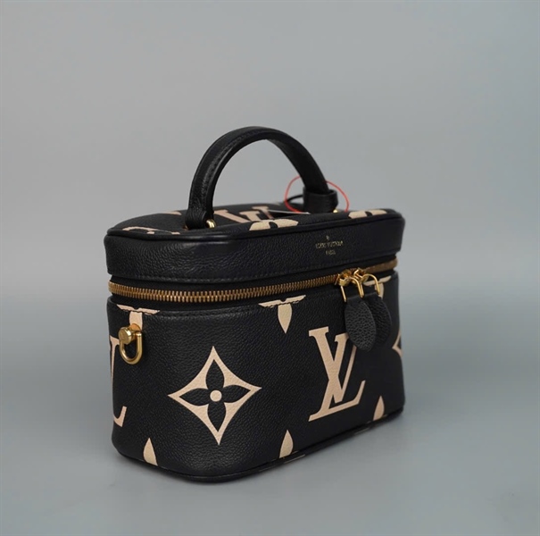 Túi LV vanity hoa trắng nền đen sz18 +