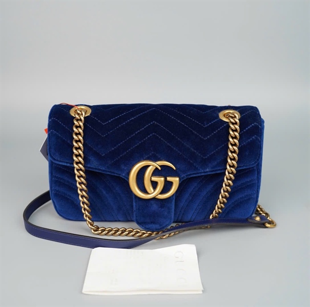 Túi GG marmont (520981) xanh đậm sz26 (BQ) KG+