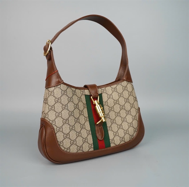 Túi GG Jackie xám nâu (520931) sz28 (BQ) KG+