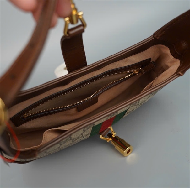 Túi GG Jackie xám nâu (520931) sz28 (BQ) KG+