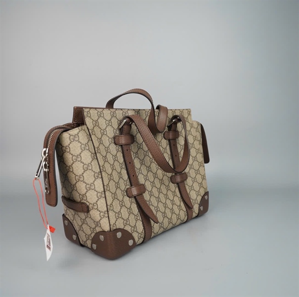 Túi GG Handle xám góc nâu sz31 (PN) +