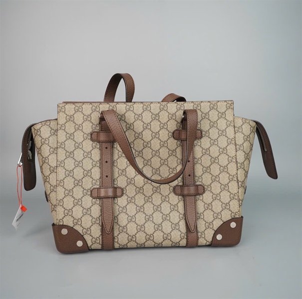 Túi GG Handle xám góc nâu sz31 (PN) +