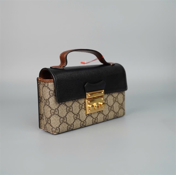 Túi GG Padlock xám đen (652683525040) sz18 KG+