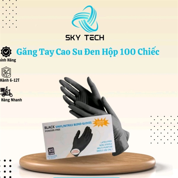 100 Bao Tay Màu Đen/ Găng Tay Vinyl PVC size M