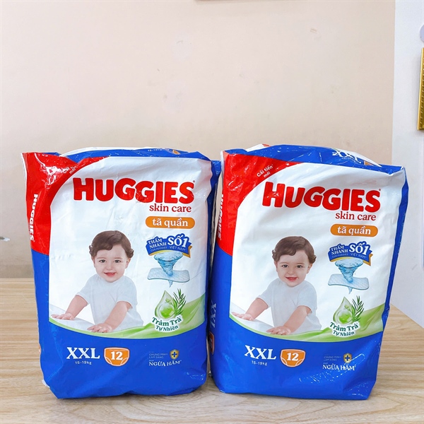 Tã Quần Huggies Tràm trà 2XL 12 Miếng