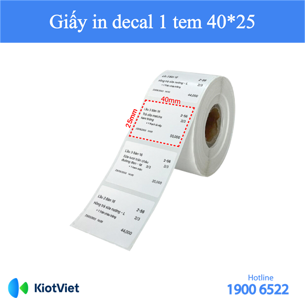 Giấy in decal 1 tem in trà sữa (Khổ 40*25mm)