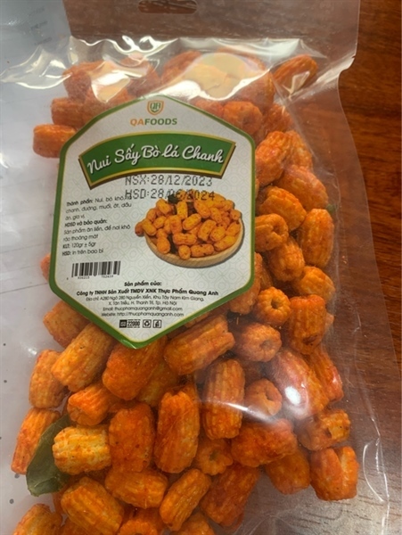 Nui sấy bò lá chanh qafoods 120GR