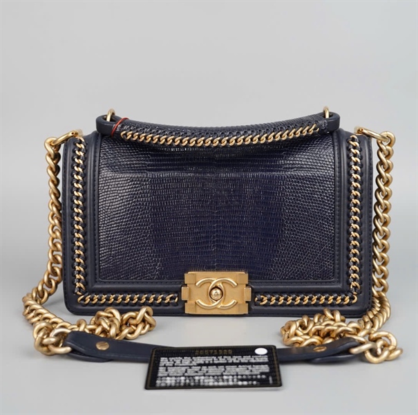 Túi Chanel Boy xanh đen da trăn (26571329) sz25 (HC) +