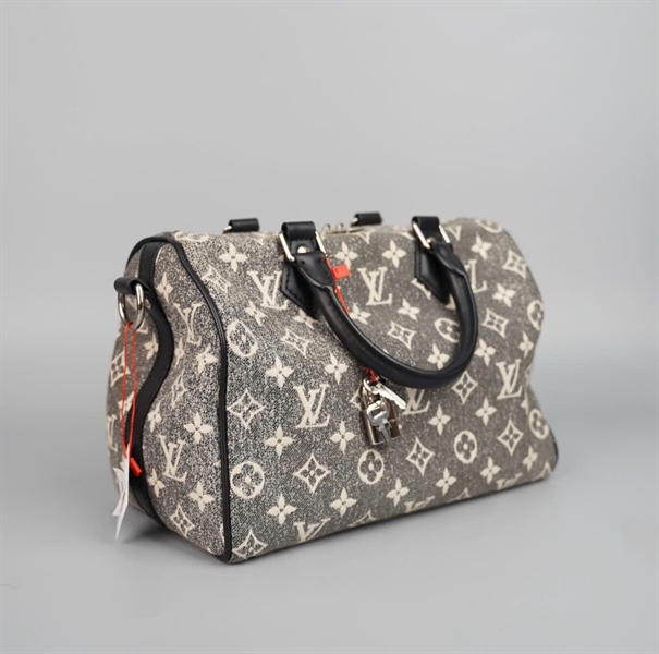 Túi LV Speedy xám hoa trắng có ổ + chìa sz25 (HC) +