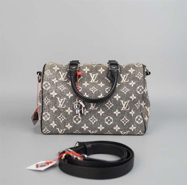 Túi LV Speedy xám hoa trắng có ổ + chìa sz25 (HC) +