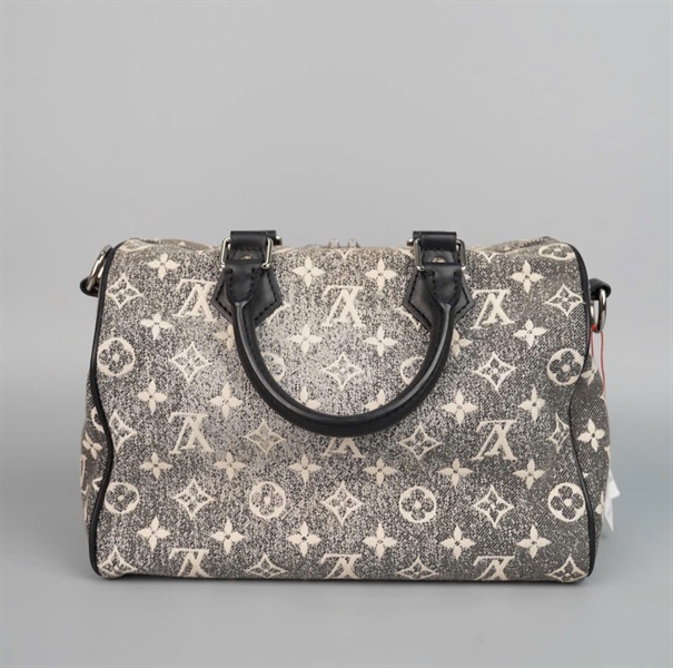 Túi LV Speedy xám hoa trắng có ổ + chìa sz25 (HC) +