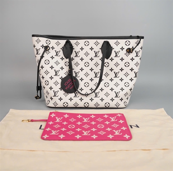 Túi Neverfull hai màu trắng đen kèm ví hồng sz32 (HC) +