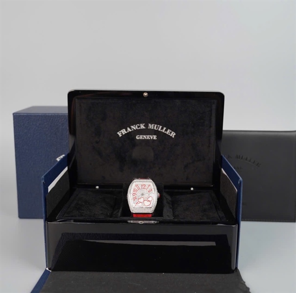 Đồng hồ Frank Muller mặt vuông trái tim dây đỏ (No1283) (HC) +