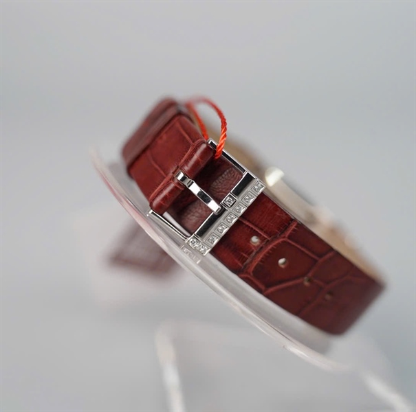 Đồng hồ Léon Hatot mặt vuông đính đá dây nâu (H112) sz18 (HC) +