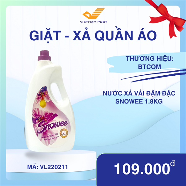 Nước xả vải đậm đặc Snowee 1.8Kg (6chai/Thùng)