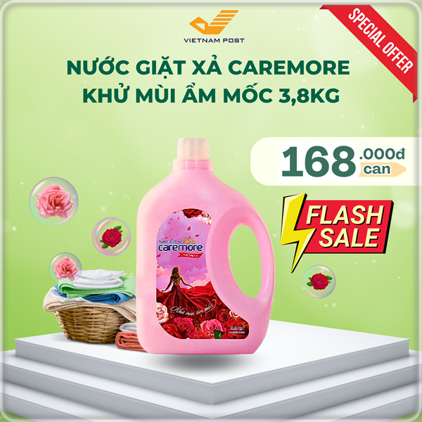 Nước giặt xả caremore khử mùi ẩm mốc 3,8kg