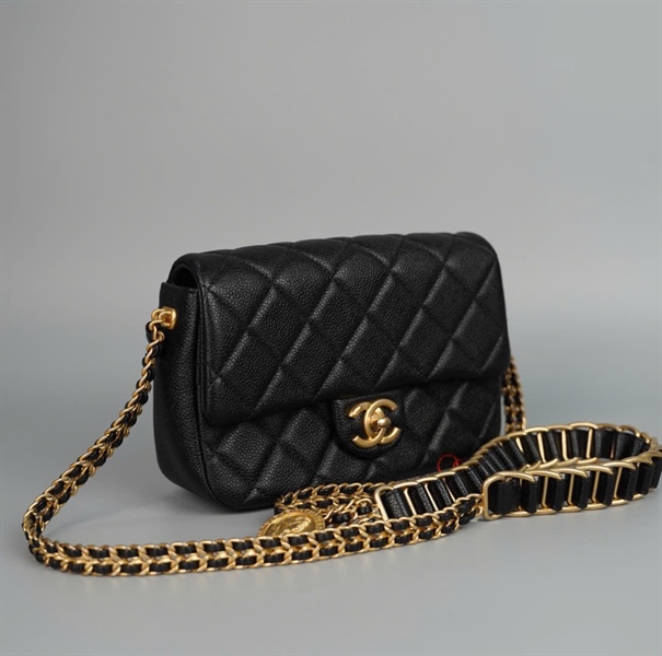 Túi Chanel Classic đen strap bản to (UH7EPN39) sz19 (HC) +