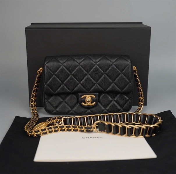 Túi Chanel Classic đen strap bản to (UH7EPN39) sz19 (HC) +