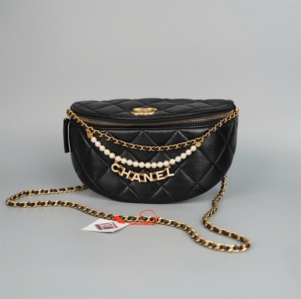 Túi Chanel Bumbag đen dây ngọc trai (JT272PGK) sz16 (HC) +