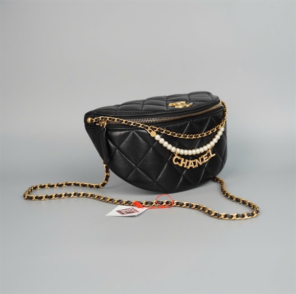 Túi Chanel Bumbag đen dây ngọc trai (JT272PGK) sz16 (HC) +
