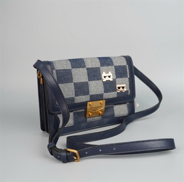 Túi Karl Lagerfeld ô vuông xanh xám sz18 (PN) +