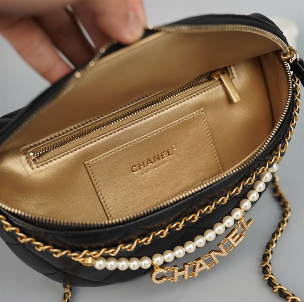 Túi Chanel Bumbag đen dây ngọc trai (JT272PGK) sz16 (HC) +