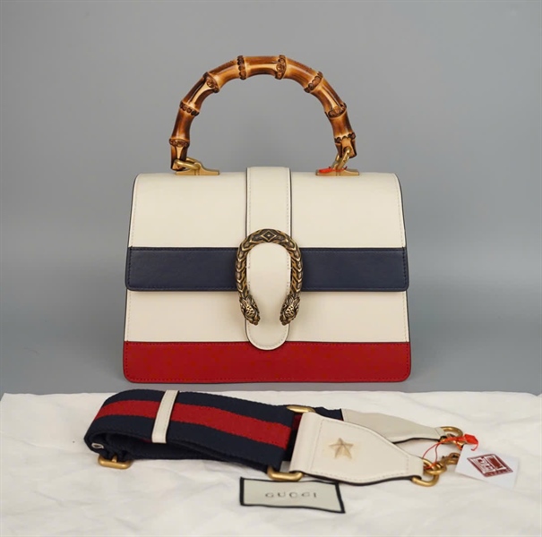 Túi GG Dionysus trắng sọc xanh đỏ (525040) sz24 KG +