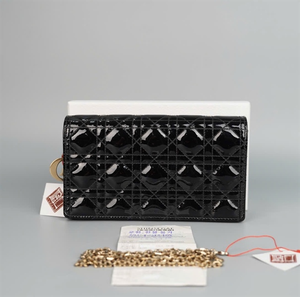 Túi Dior màu đen bóng (08-BO-0271) sz22 KG+