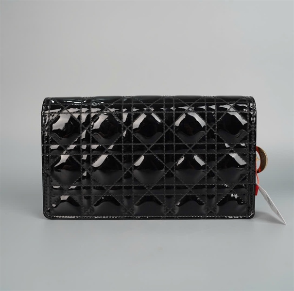 Túi Dior màu đen bóng (08-BO-0271) sz22 KG+