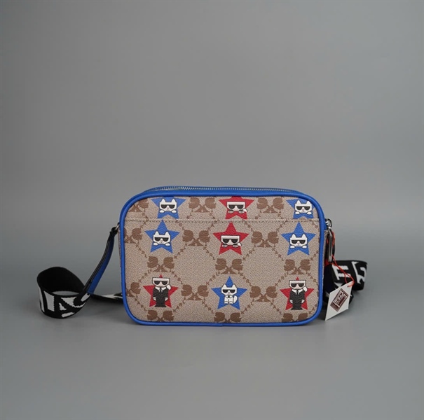 Túi Karl đeo chéo xám viền xanh in hình sz20 (PN) +