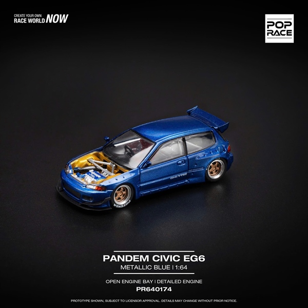 [SGTVN] Poprace PR640174 PANDEM CIVIC EG6 METALLIC BLUE WITH OPEN HOOD