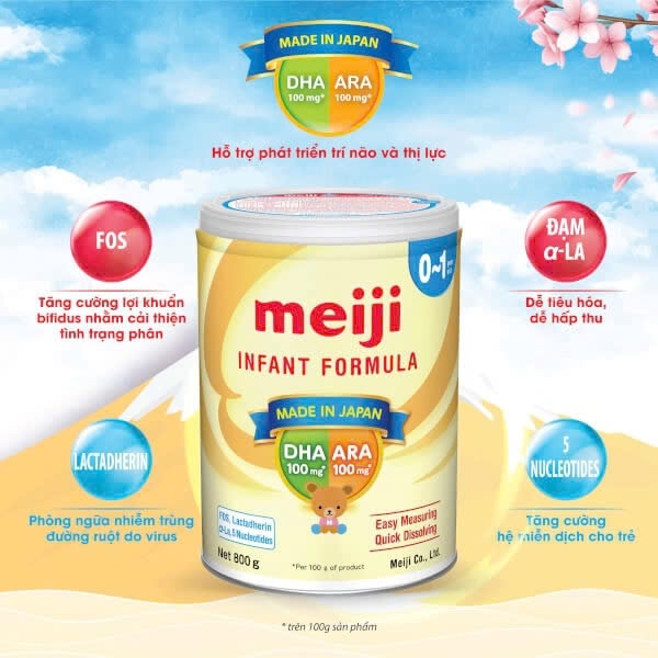 Sữa công thức Meiji 0/1 nhập khẩu - 800g