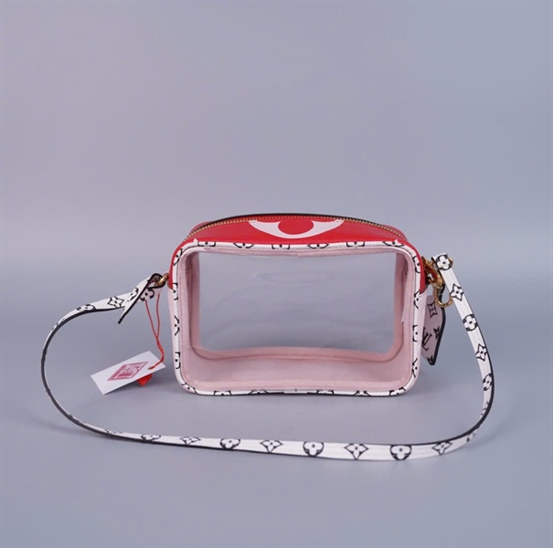 Túi LV hình hộp trong suốt viền hoa đỏ (TR1159) sz15 (BMC) KG+