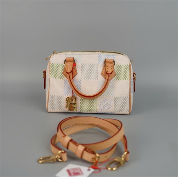 Túi LV Speedy nude phối xanh kèm ổ+ chìa sz20 (HC) +