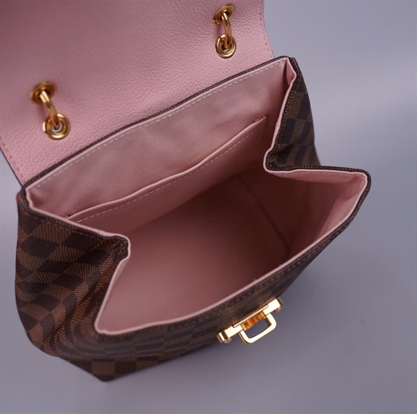 Balo LV ô vuông nâu nắp hồng kèm 4 strap (SR3179) (BMC) KG+