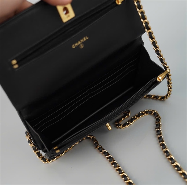 Túi Chanel Handle đen quai cầm đính đá (HLH66C3A) sz19 (HC) +