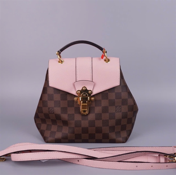 Balo LV ô vuông nâu nắp hồng kèm 4 strap (SR3179) (BMC) KG+
