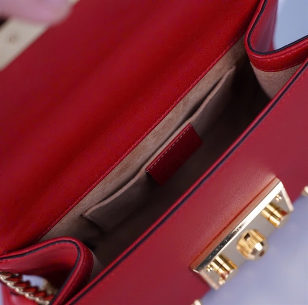 Túi GG Padlock đỏ đính ngọc trai có chìa khóa (432182525040) sz20 (BMC) KG+